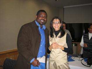 Dr.  Sarita Arteaga with pre-dental student Chris Paulin at the kick-off dinner for “Directions for Dental Students (DDS) Mentoring Program” at UConn School of Dental Medicine.